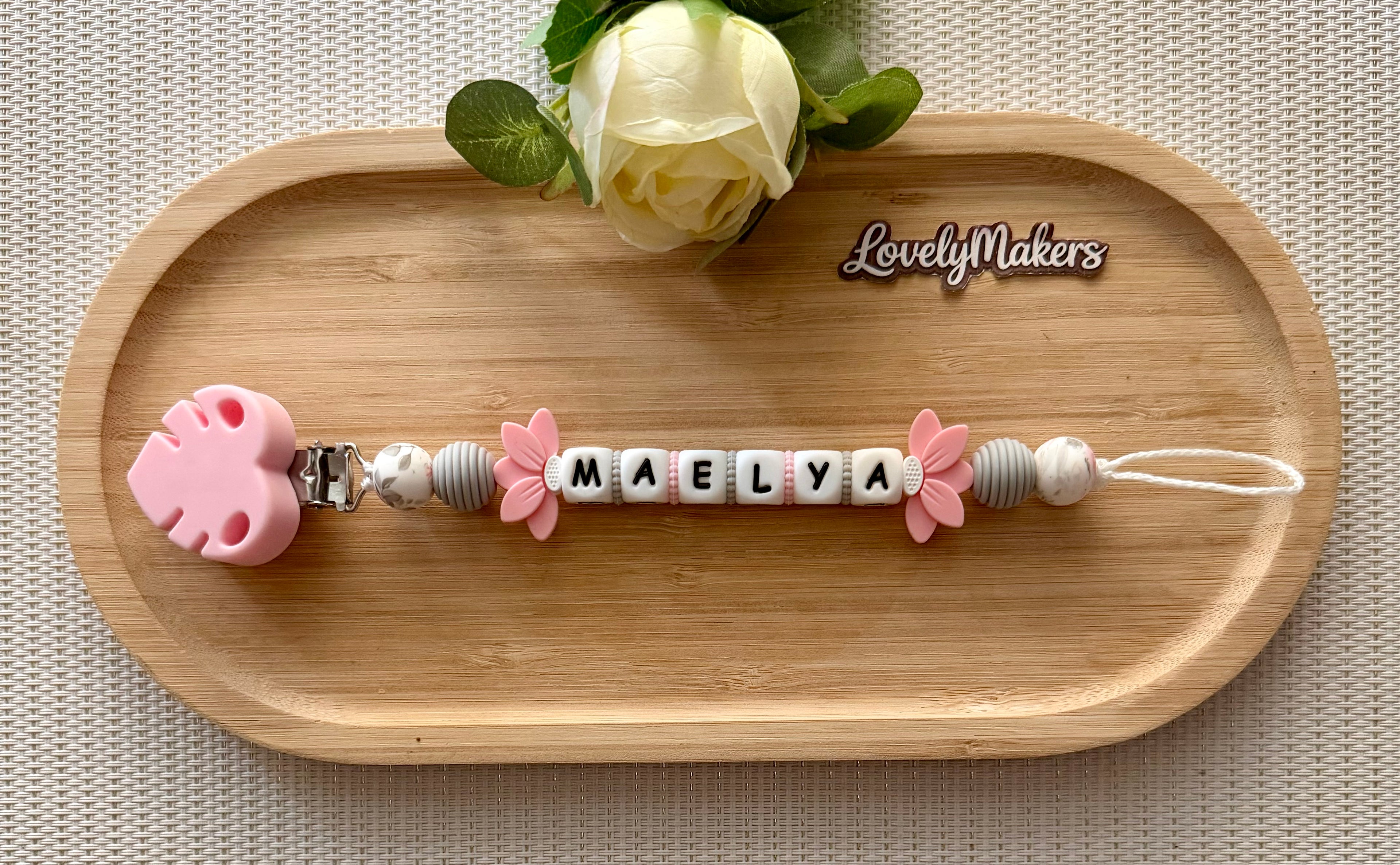 Attache lolette personnalisée – Fleur