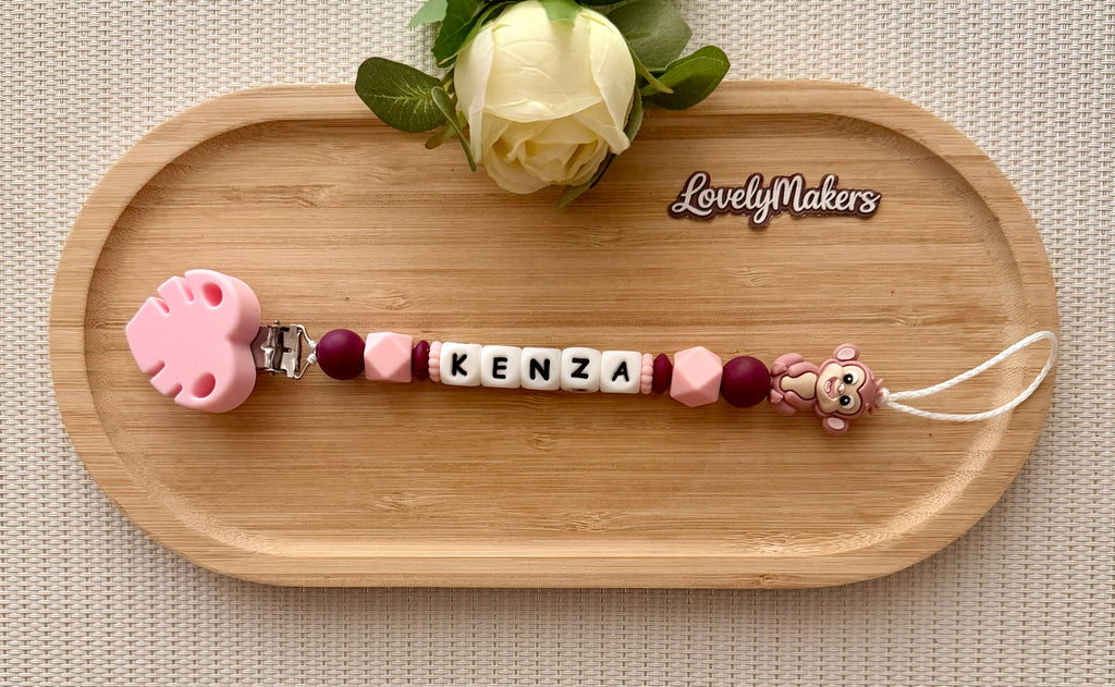 Personalisierter Schnullerhalter – Affe