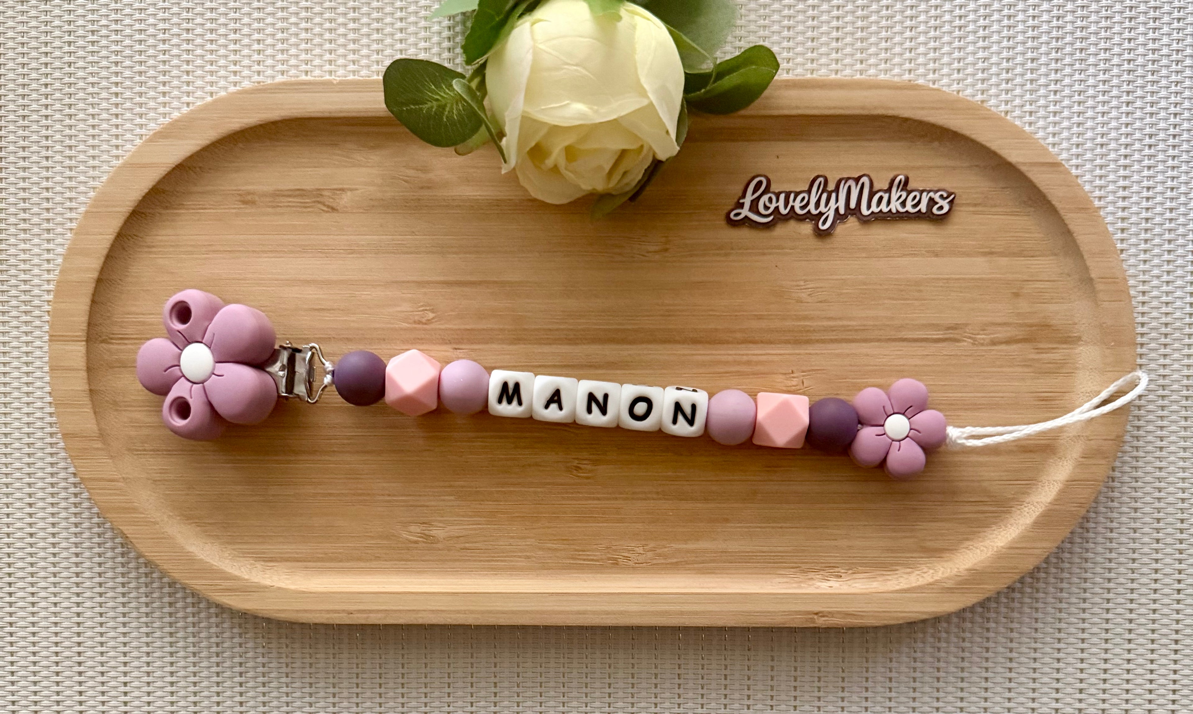 Attache lolette personnalisée – Fleur