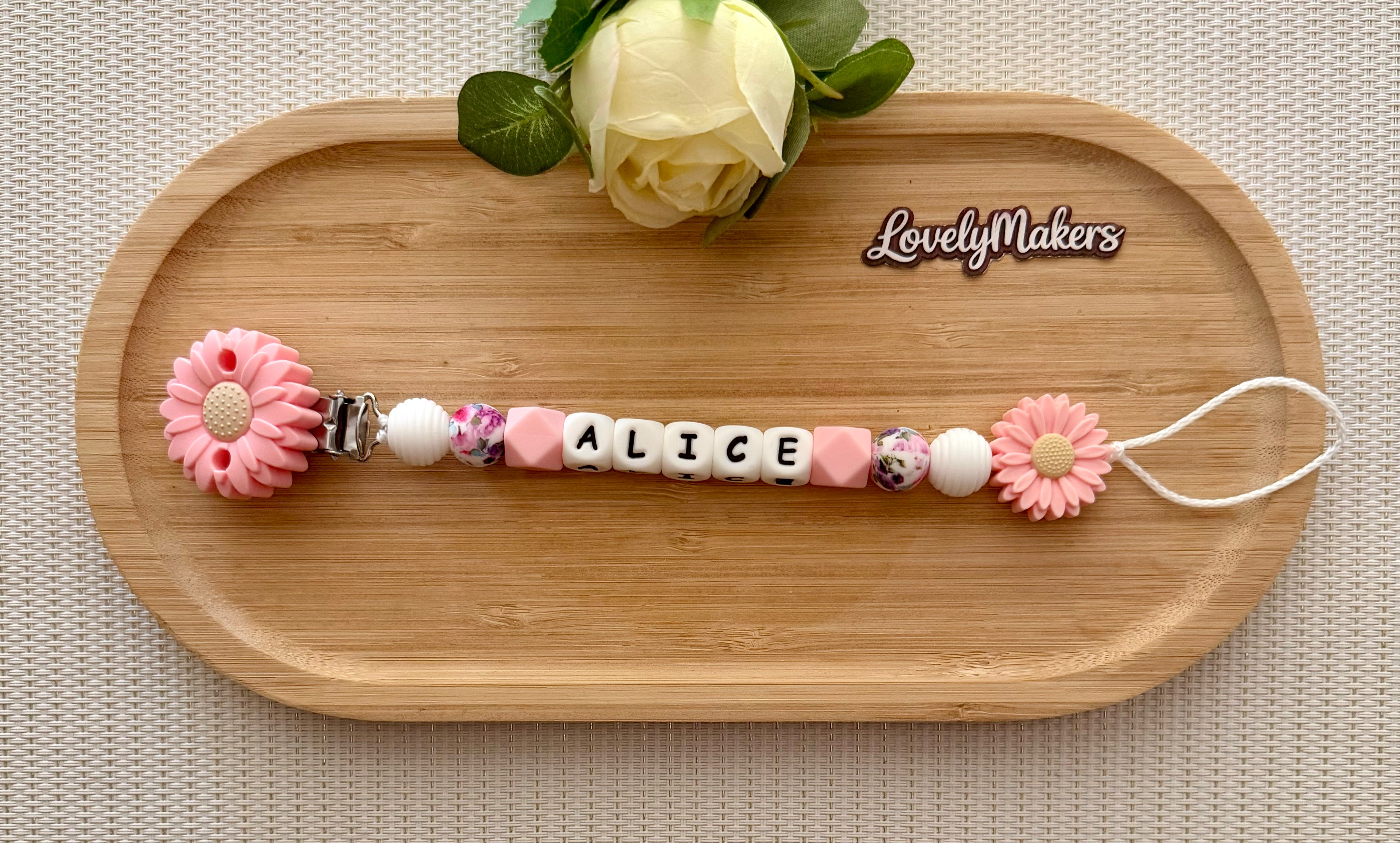 Attache lolette personnalisée – Fleur